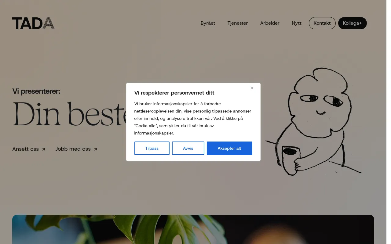 Screenshot of tada.no