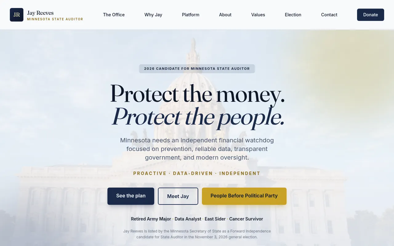 Screenshot of jayreevesformn.com