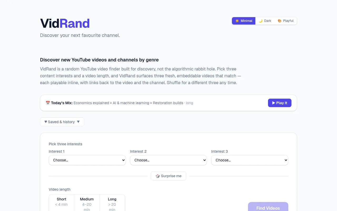 Screenshot of vidrand.com