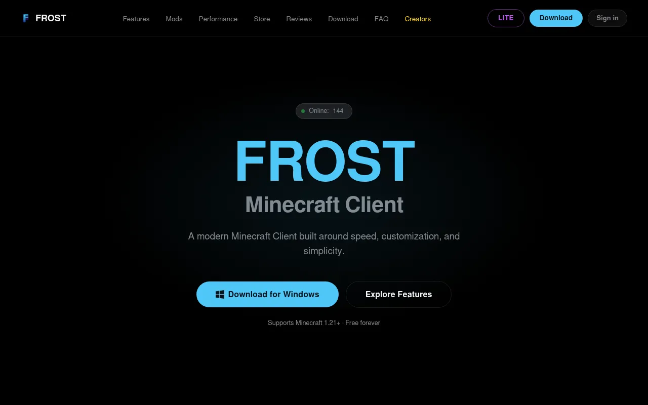 Screenshot of frostclient.eu