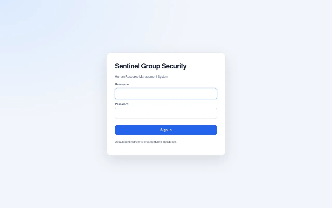 Screenshot of hrms.sentinelgroupsecurity.net