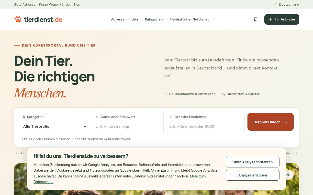 Screenshot of tierdienst.de