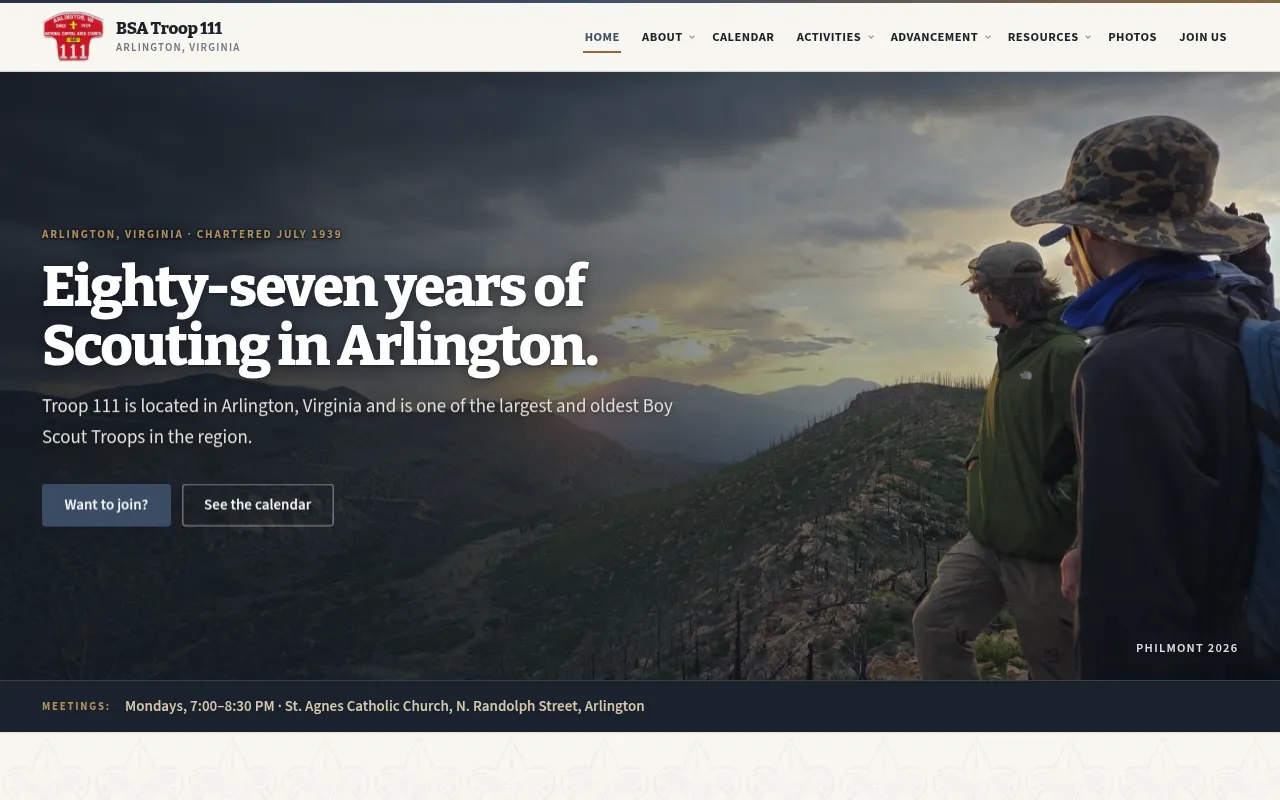 Screenshot of troop111.org