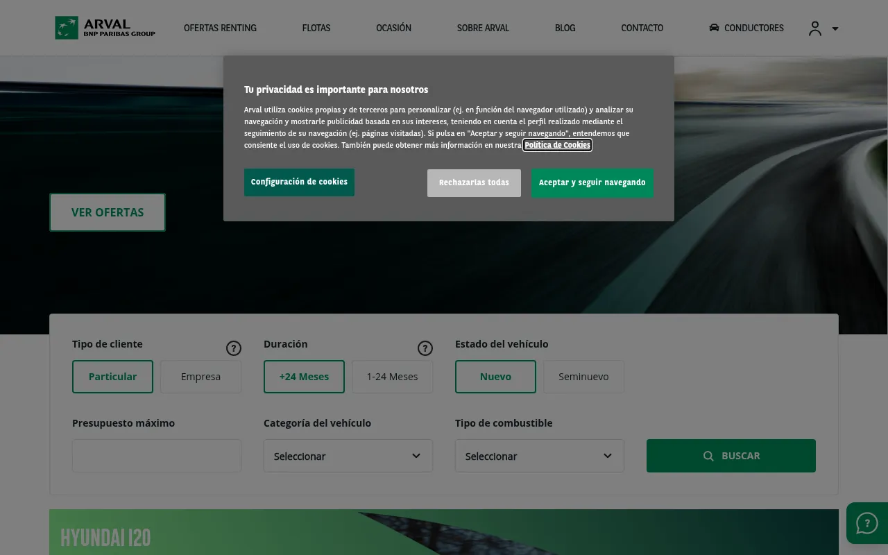 Screenshot of arval.es