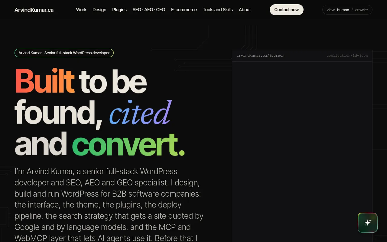 Screenshot of arvindkumar.ca