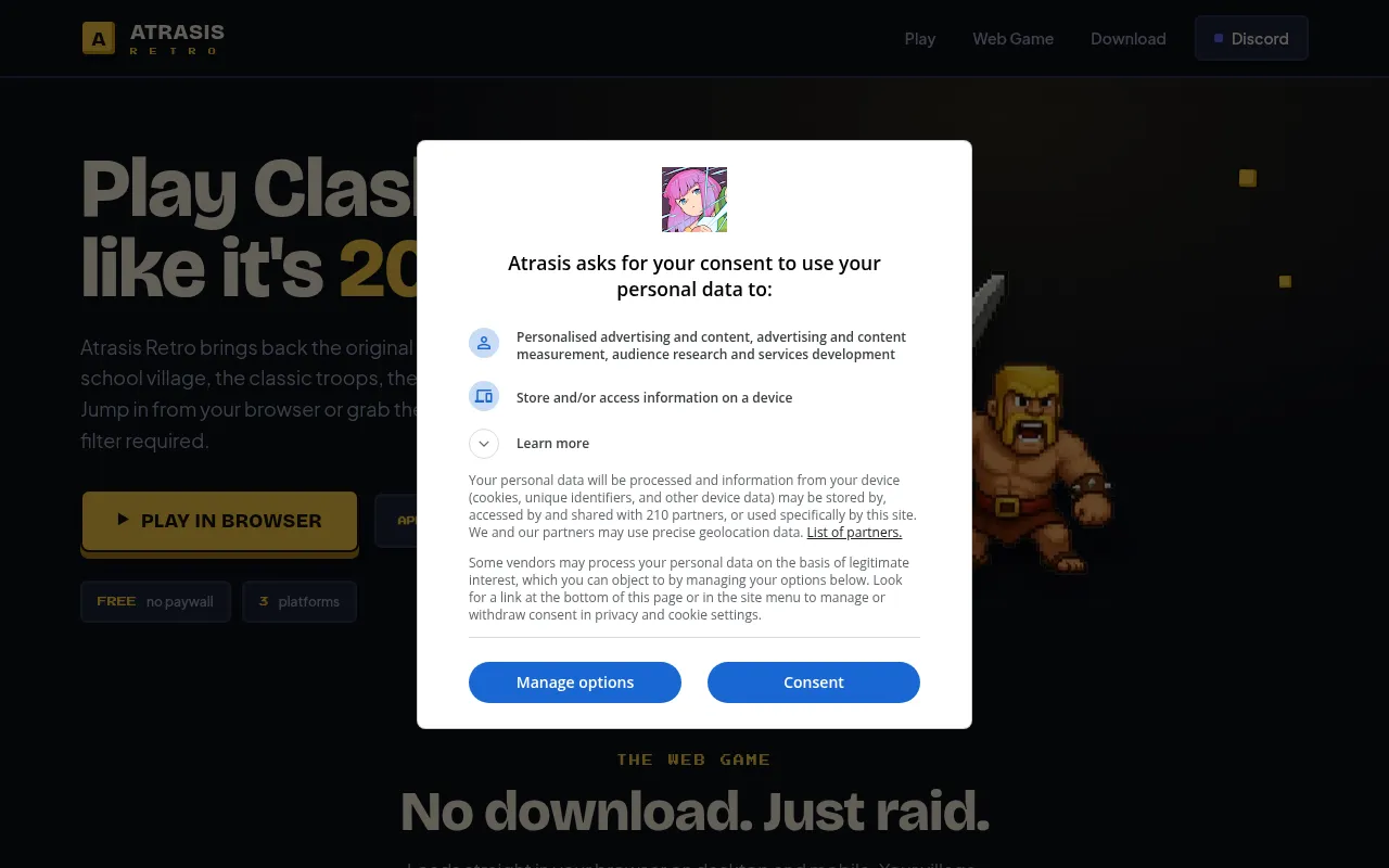 Screenshot of retro.atrasisclash.net