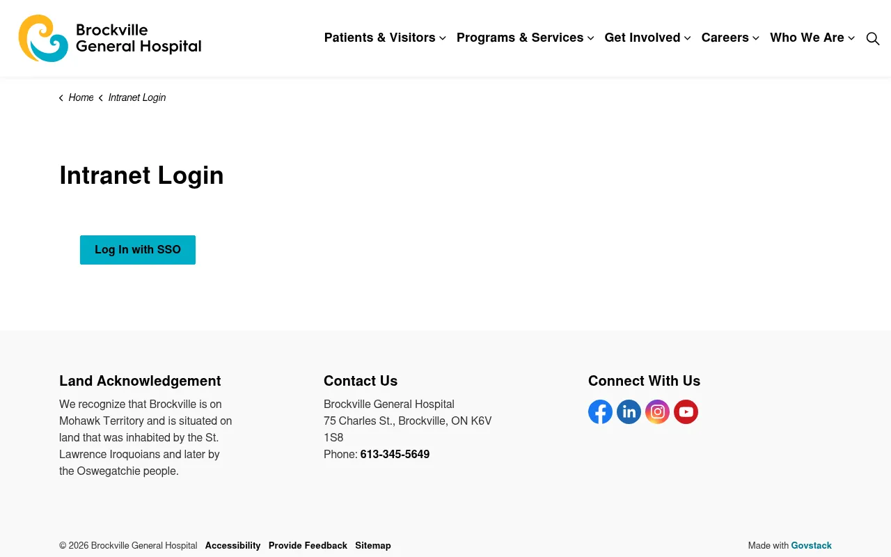 Screenshot of mybgh.brockvillegeneralhospital.ca
