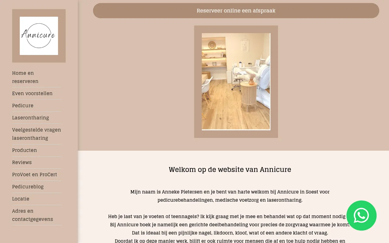 Screenshot of annicure.nl