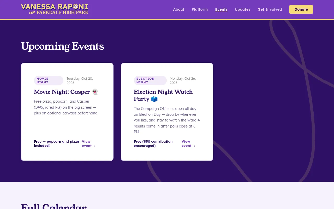 Screenshot of vanessaraponi.ca