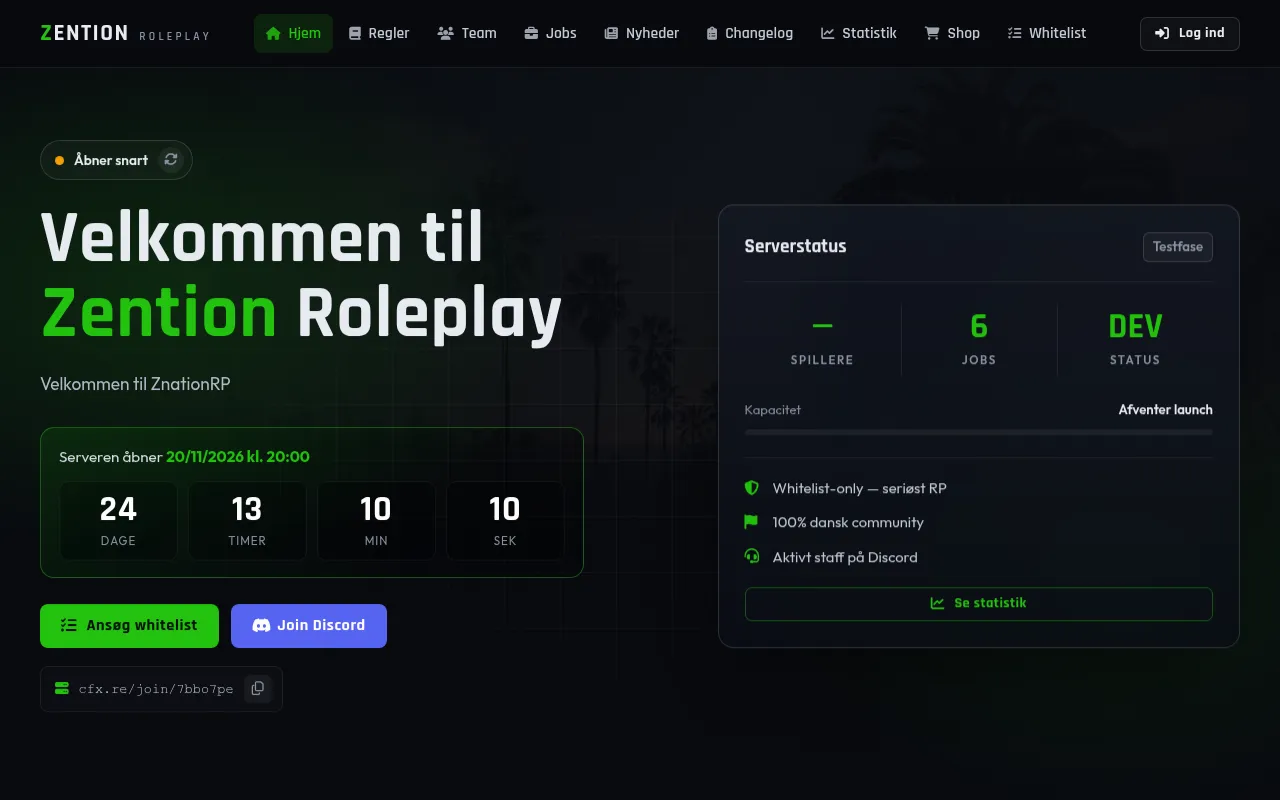 Screenshot of znationrp.dk