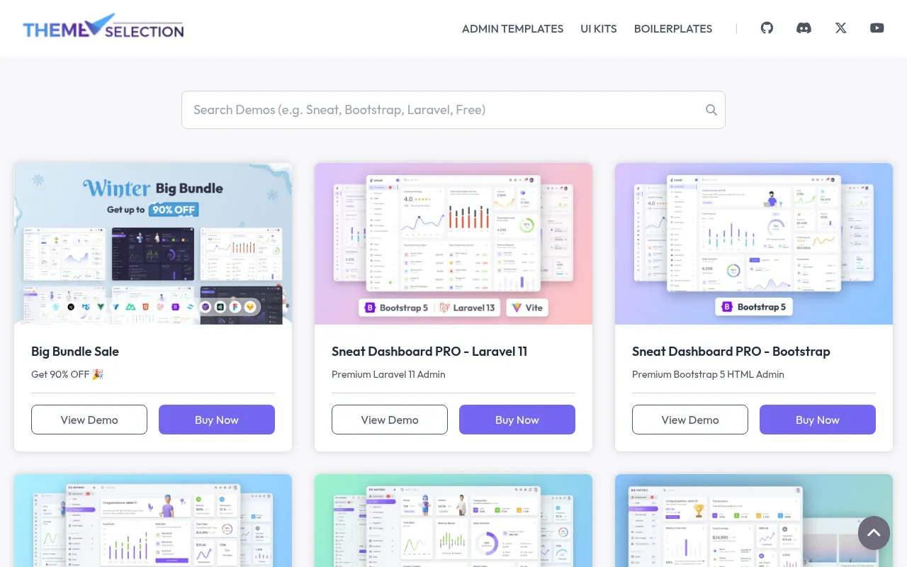 Screenshot of demos.themeselection.com