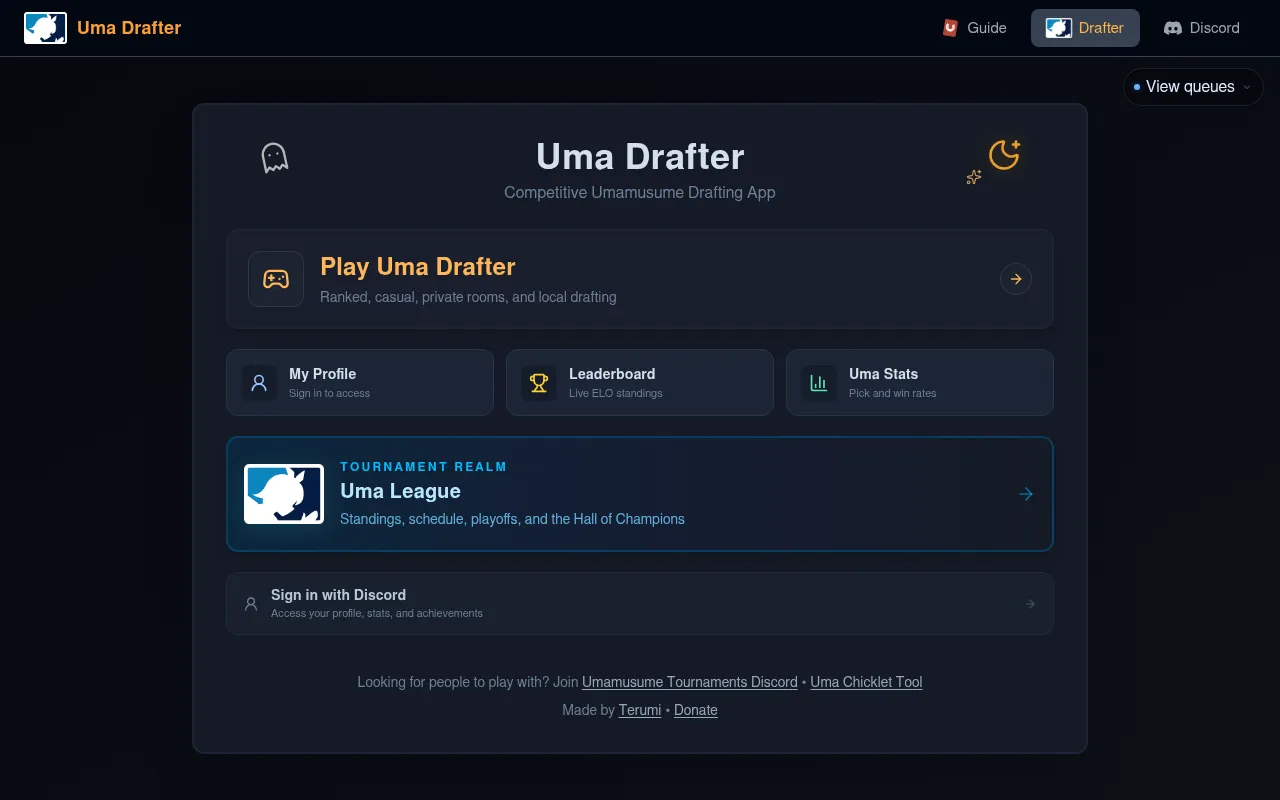 Screenshot of drafter.uma.guide