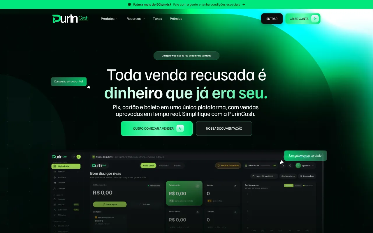 Screenshot of purincash.com