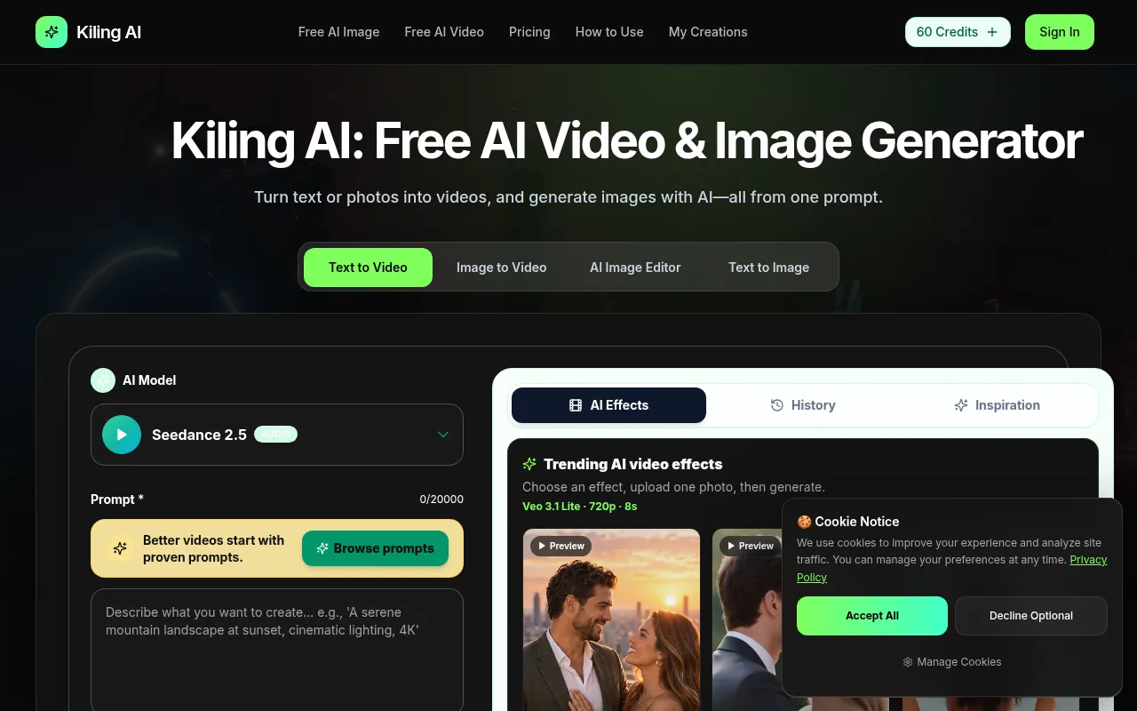 Screenshot of kilingai.pro