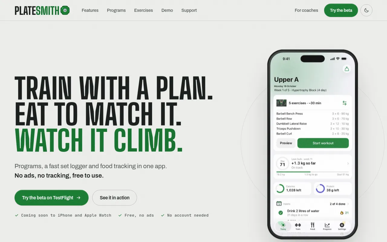 Screenshot of platesmith.app