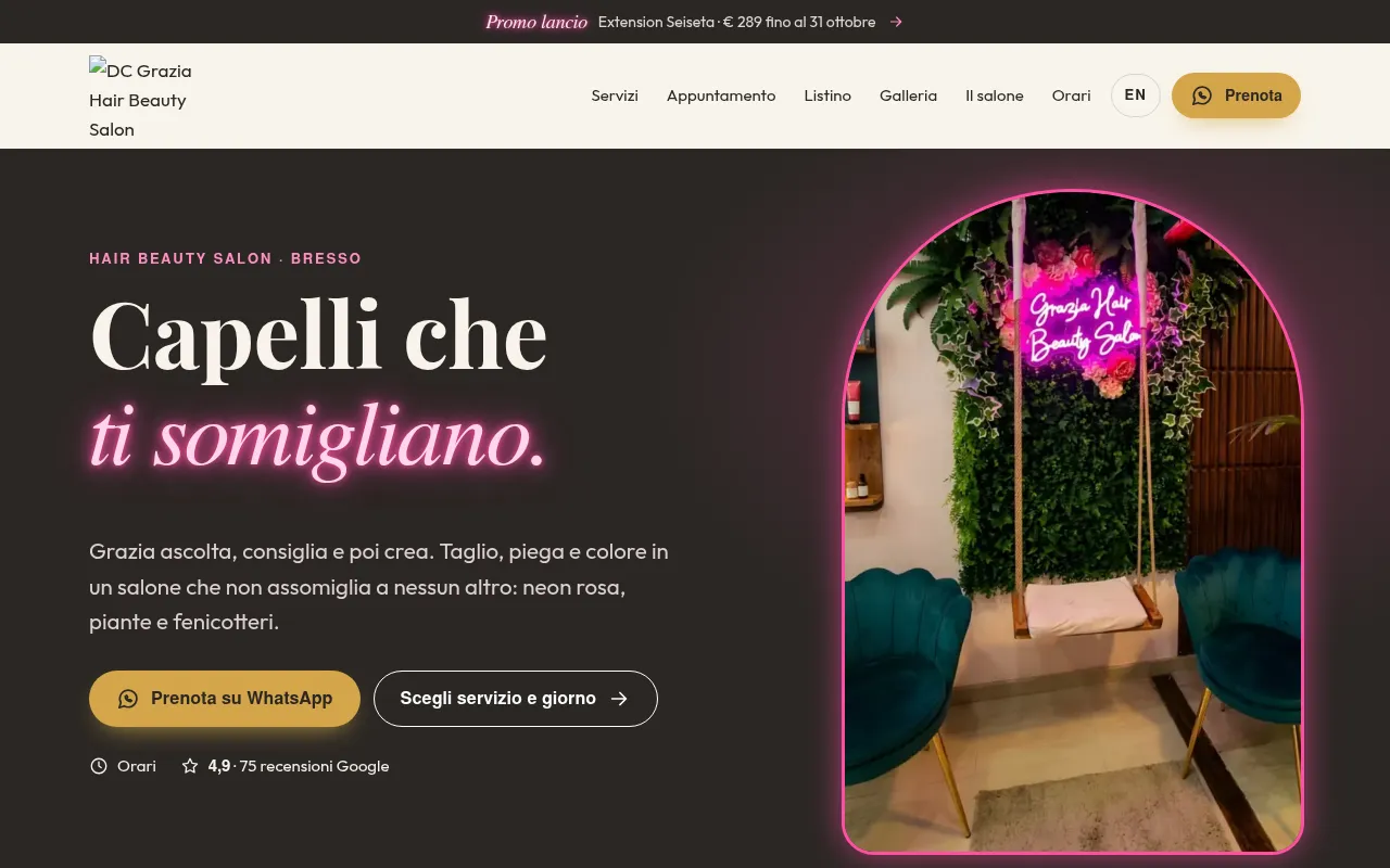 Screenshot of dcgraziahair.com
