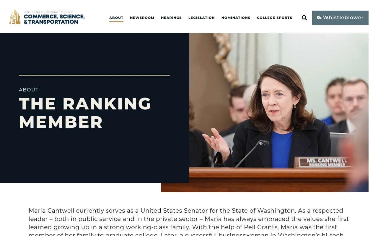 Screenshot of commerce.senate.gov