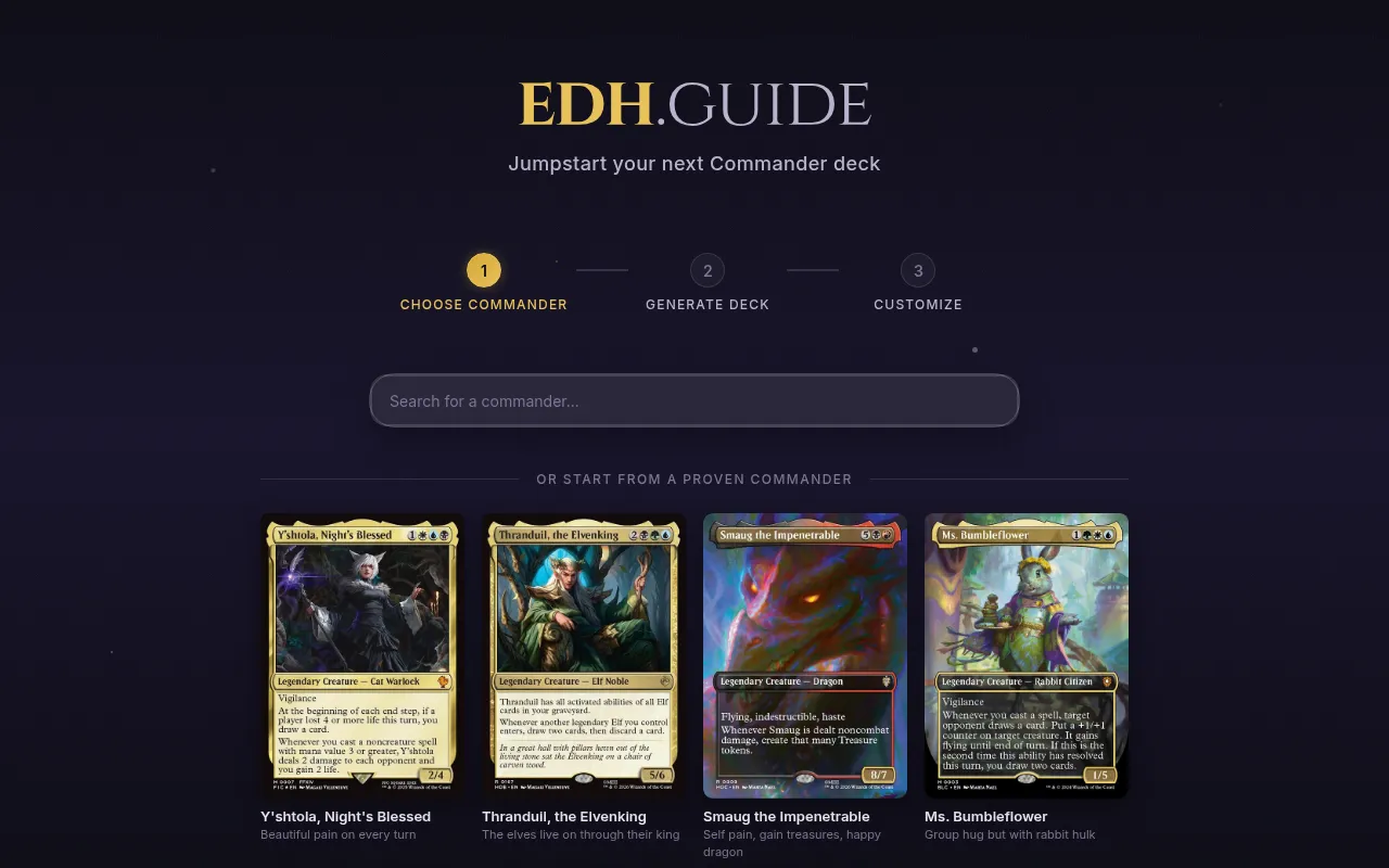 Screenshot of edh.guide