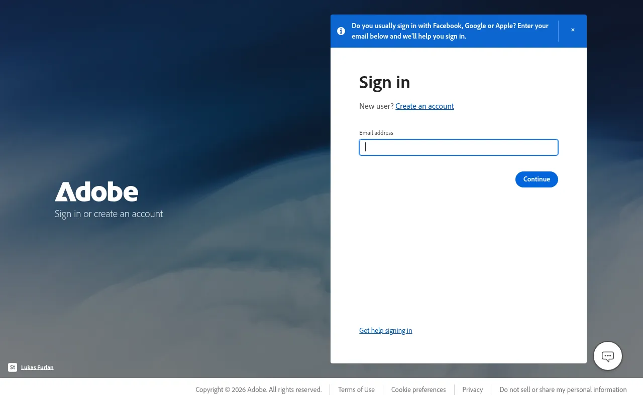 Screenshot of adminconsole.adobe.com