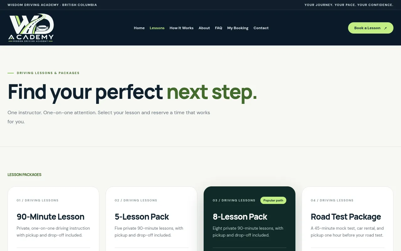 Screenshot of wisdomdrivingacademy.com