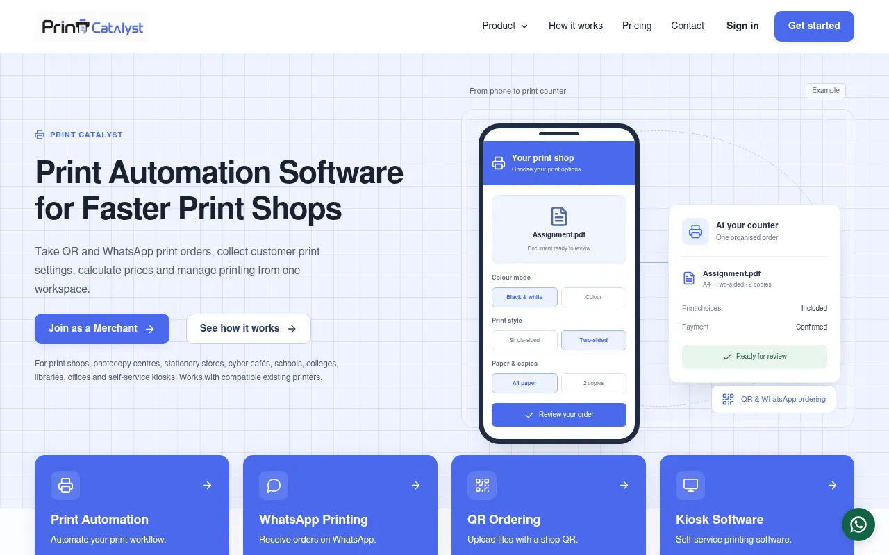 Screenshot of printcatalyst.in