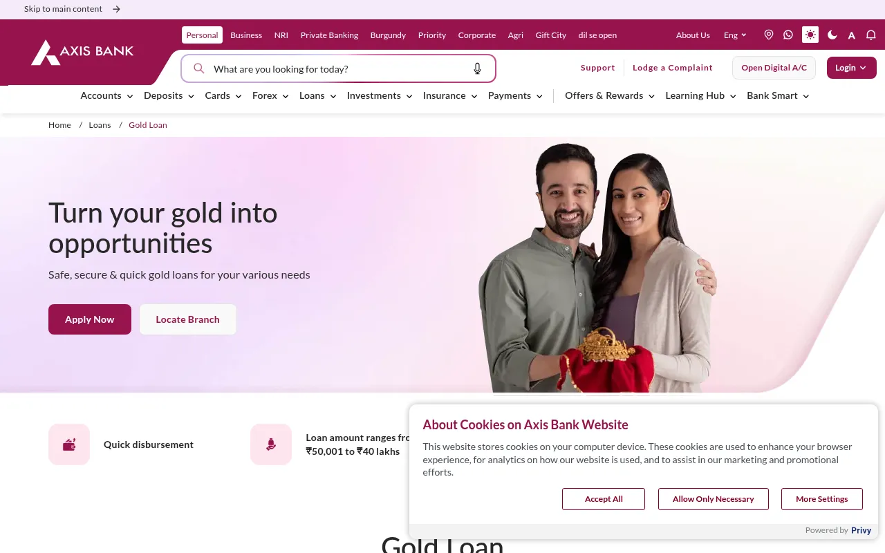 Screenshot of axis.bank.in