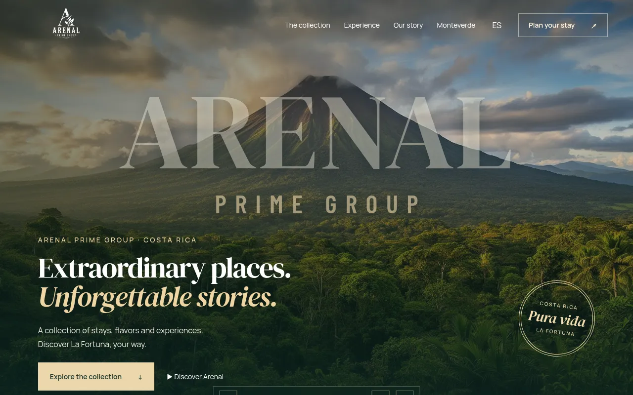 Screenshot of arenalprimegroup.com