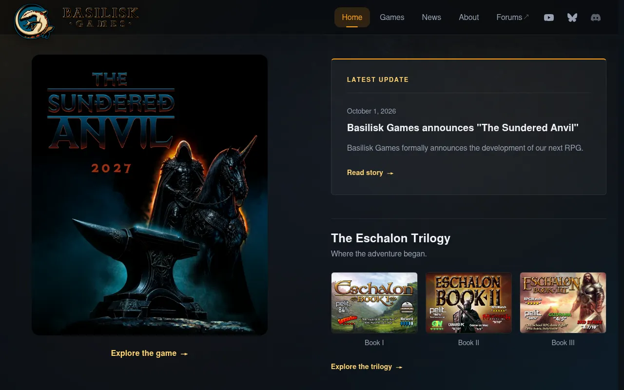 Screenshot of basiliskgames.com