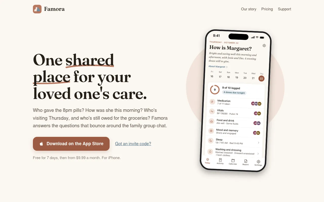 Screenshot of famora.care