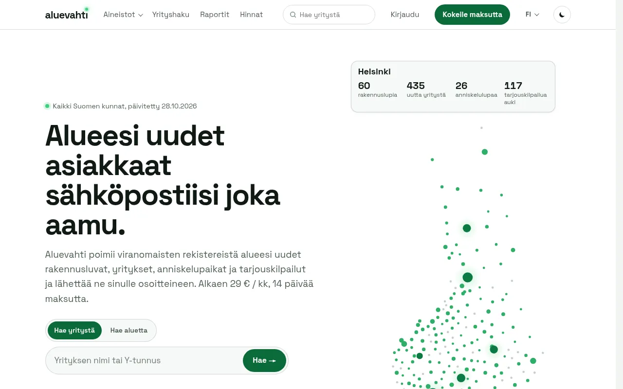 Screenshot of aluevahti.fi
