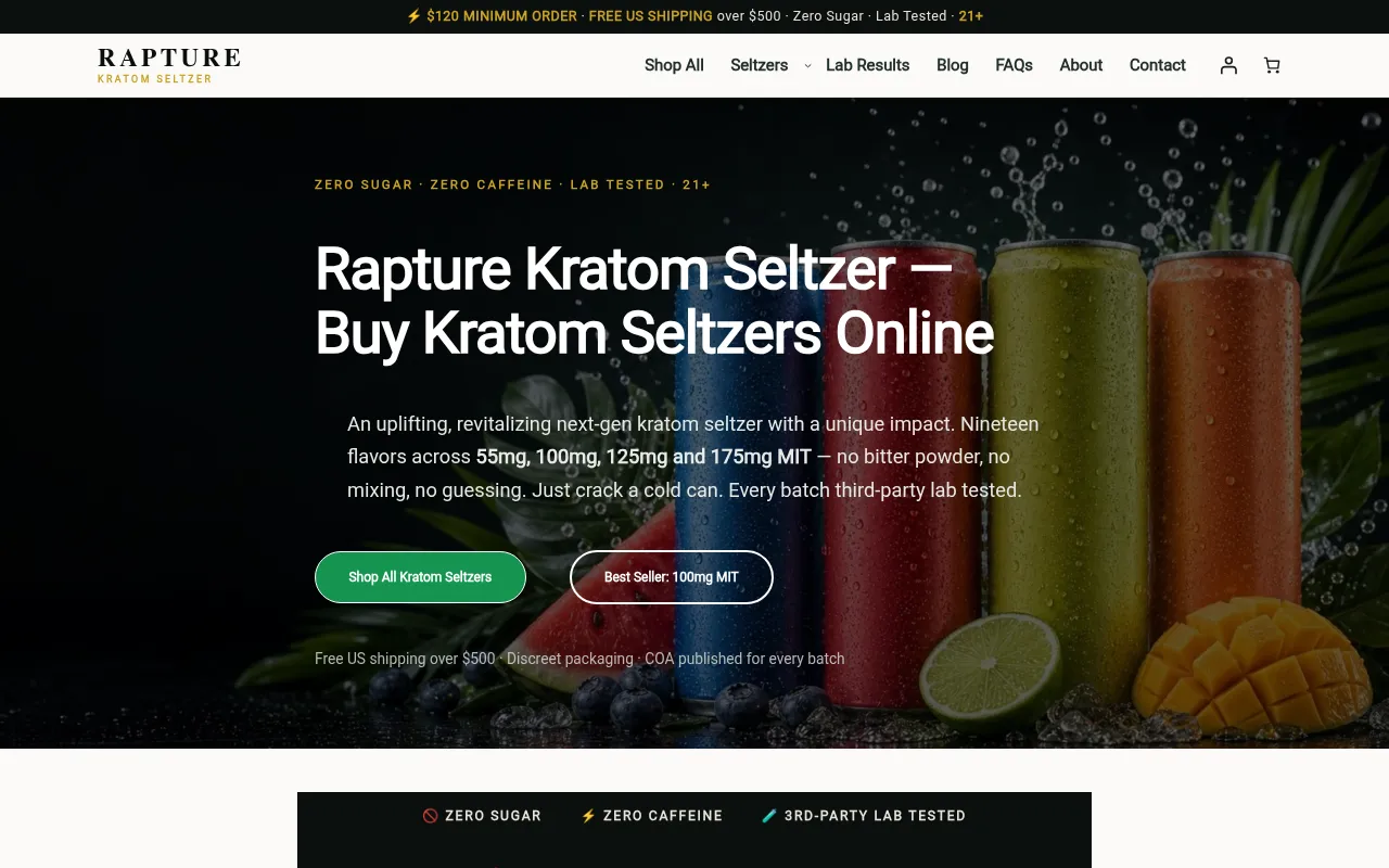 Screenshot of rapturekratom.com