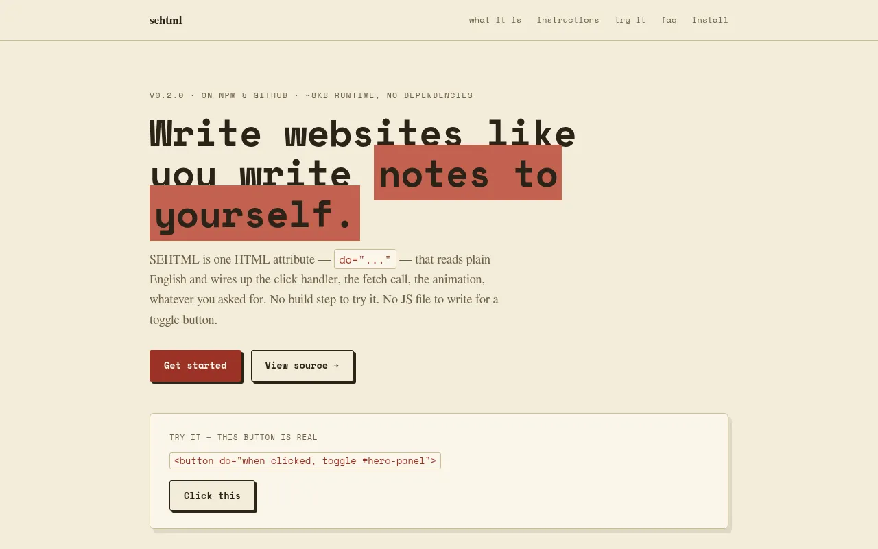 Screenshot of sehtml.netlify.app