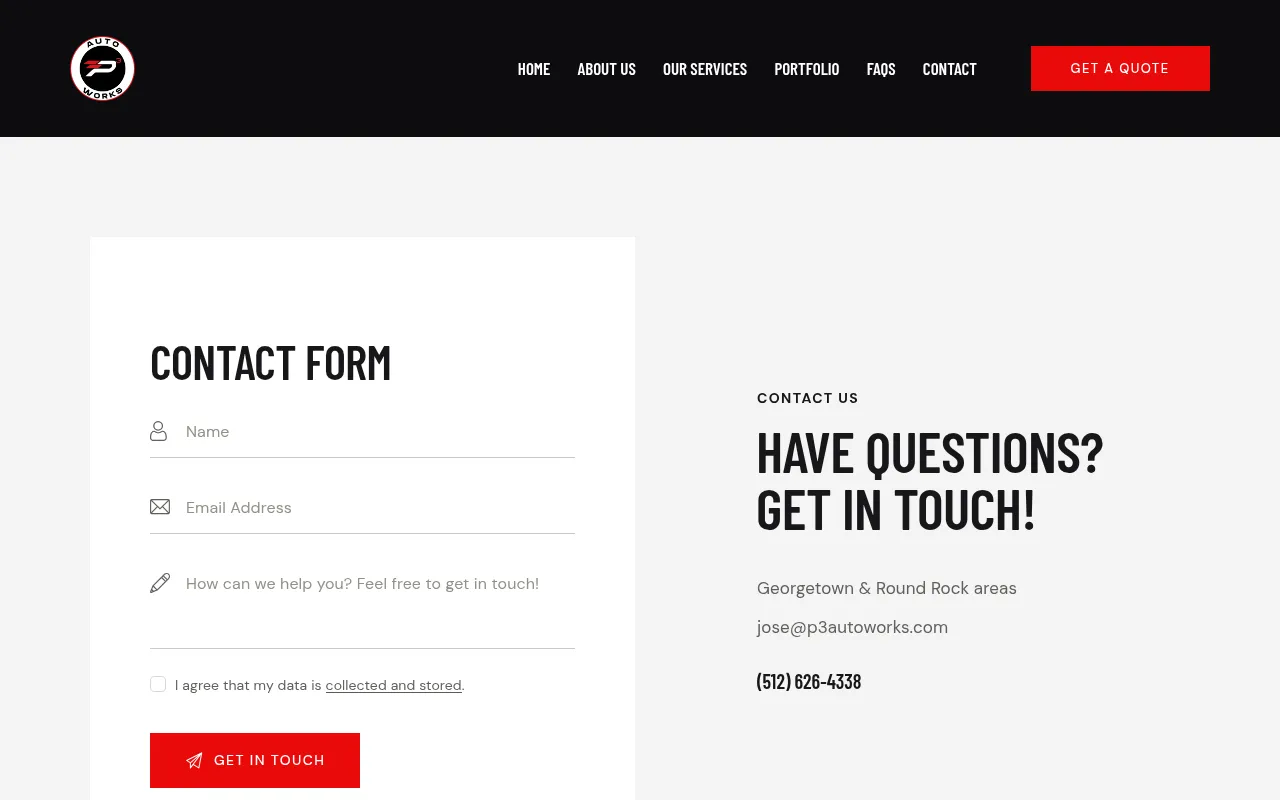 Screenshot of p3autoworks.com