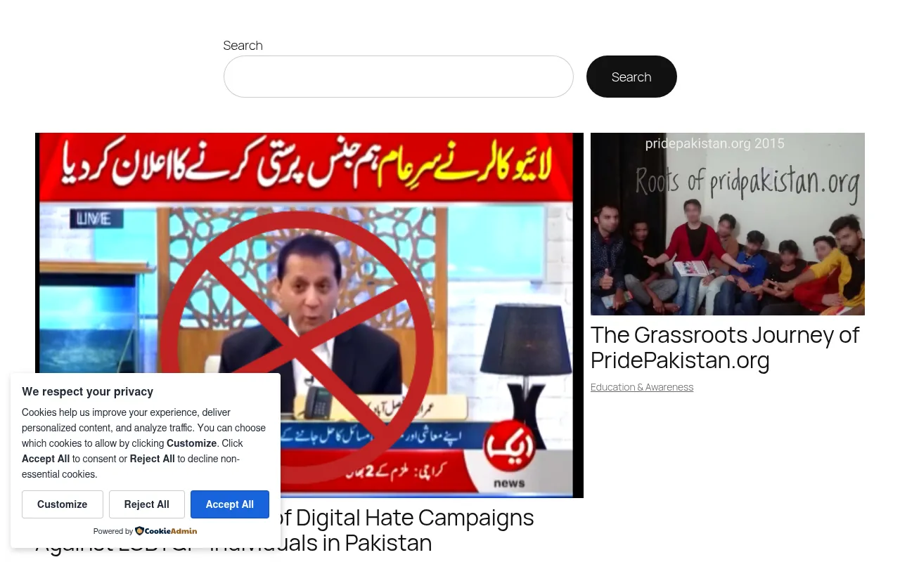 Screenshot of pridepakistan.org