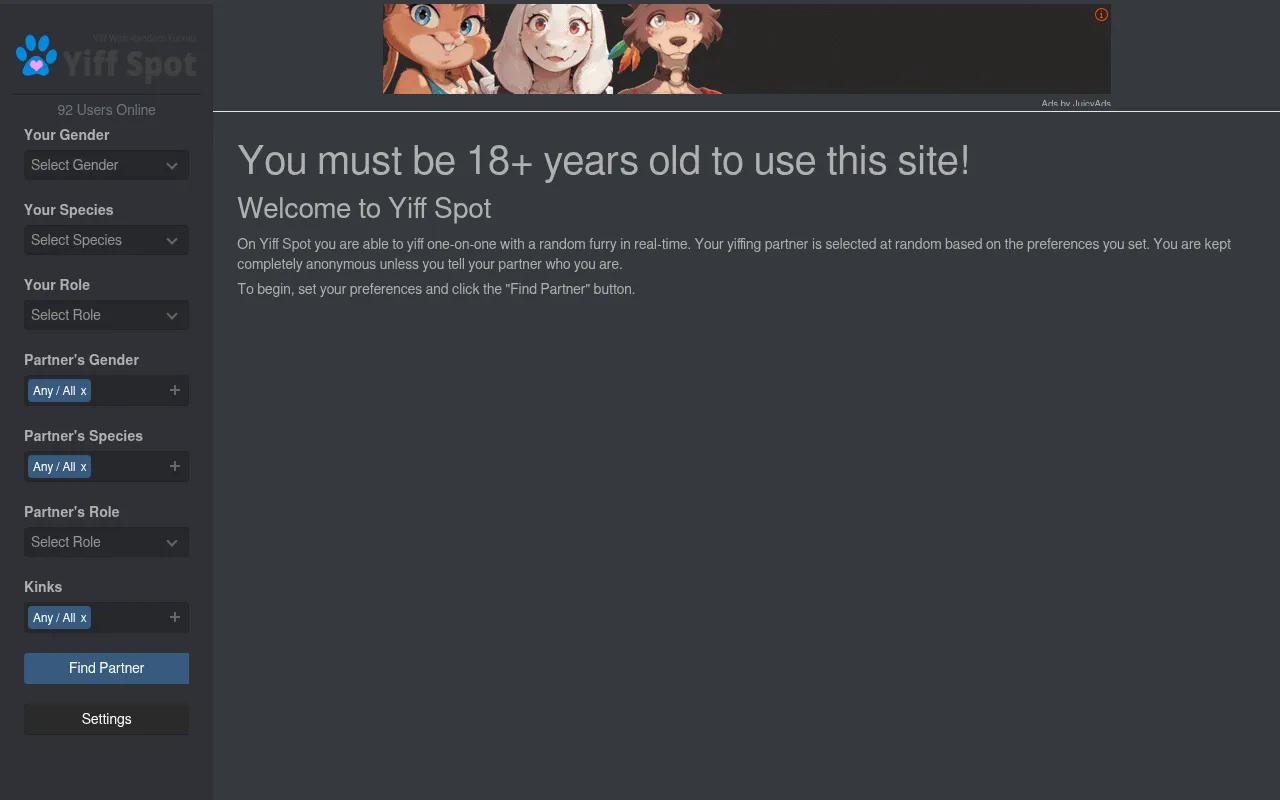 Screenshot of yiffspot.com