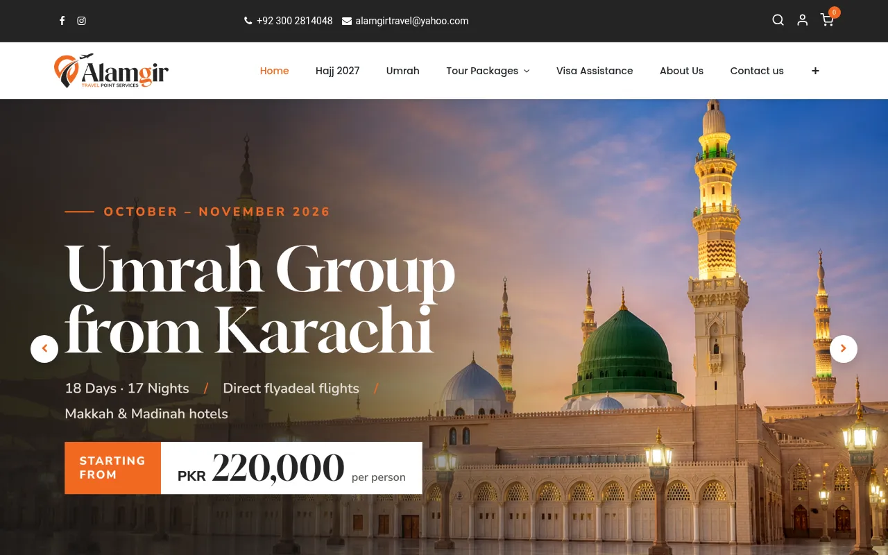 Screenshot of alamgirtravel.com