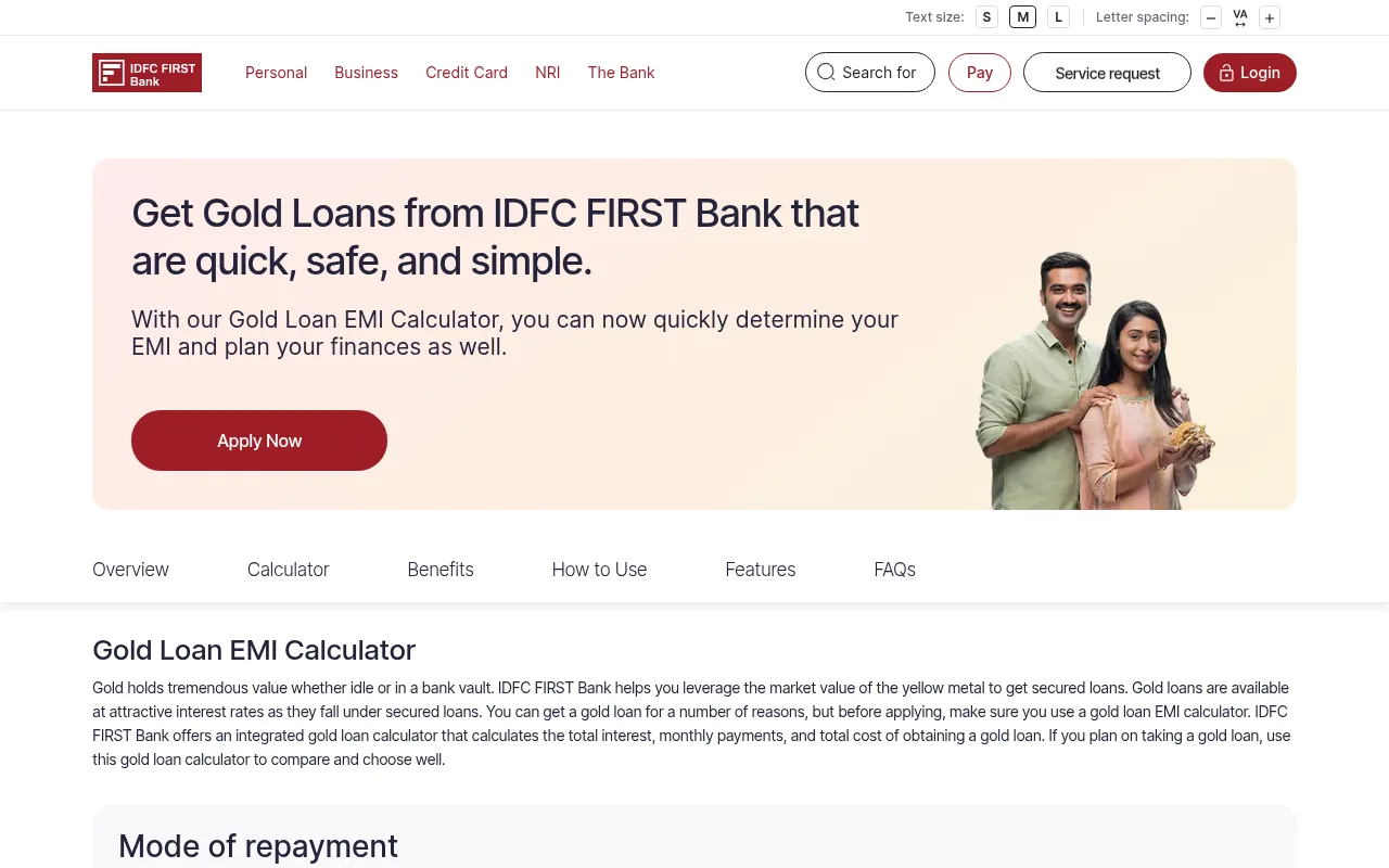 Screenshot of idfcfirst.bank.in