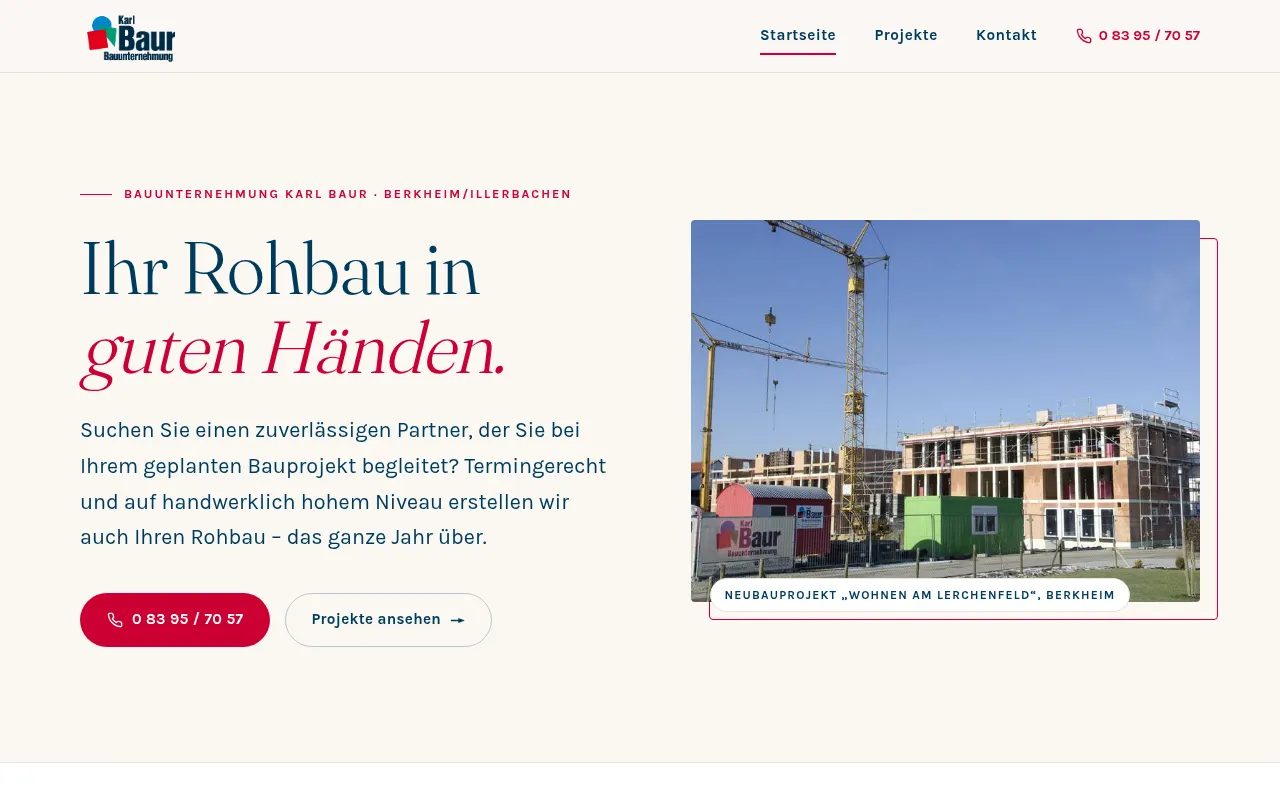 Screenshot of bauunternehmung-baur.de