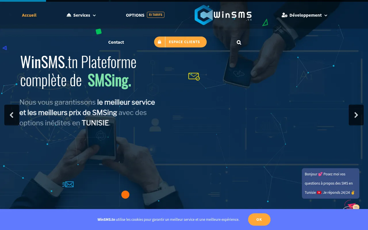 Screenshot of winsms.tn