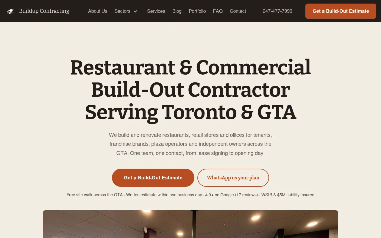 Screenshot of buildupcontracting.ca