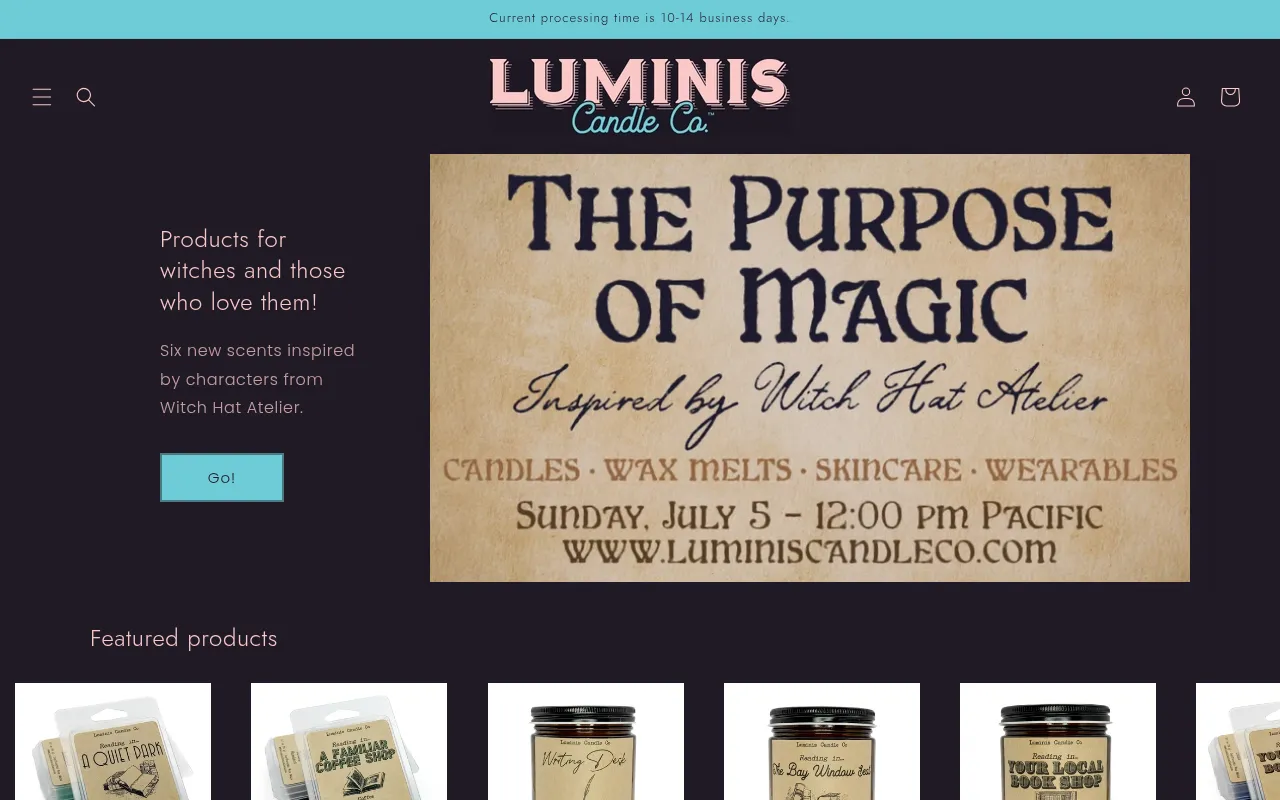 Screenshot of luminiscandleco.com