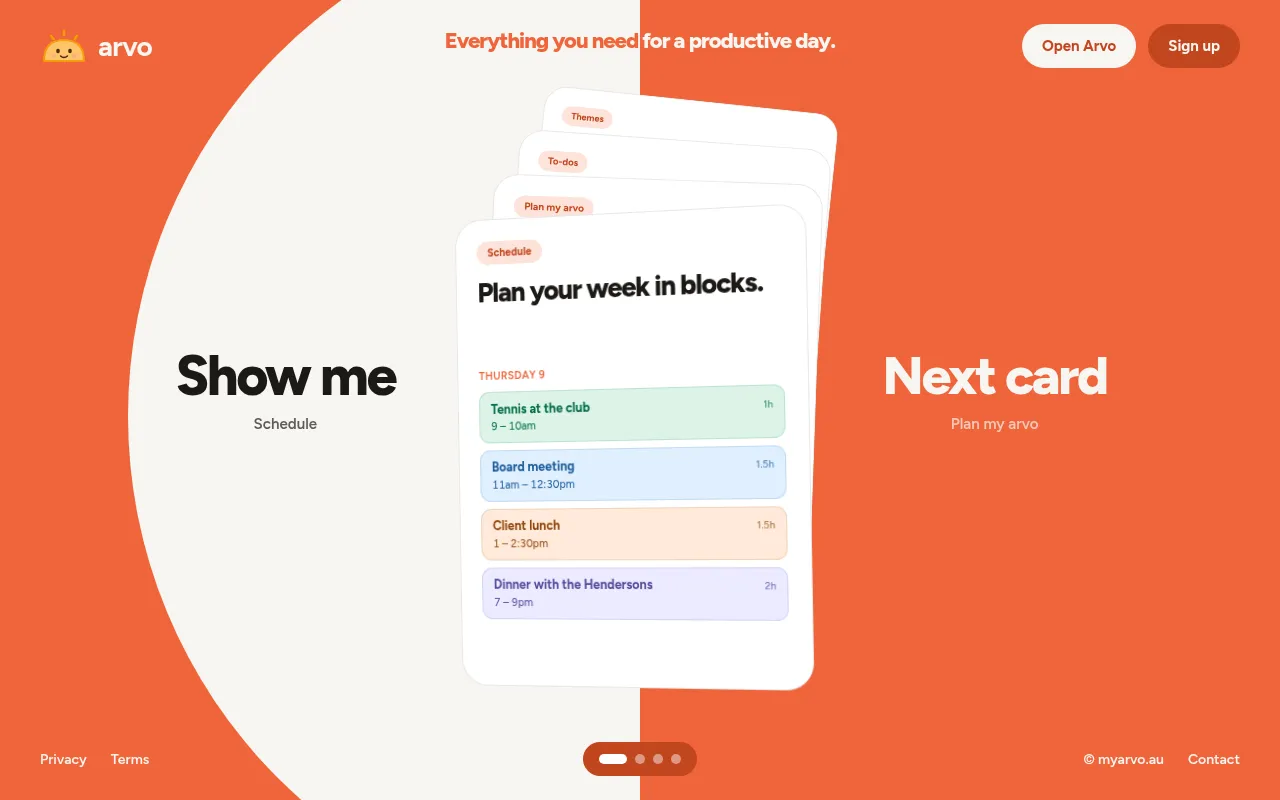 Screenshot of myarvo.au