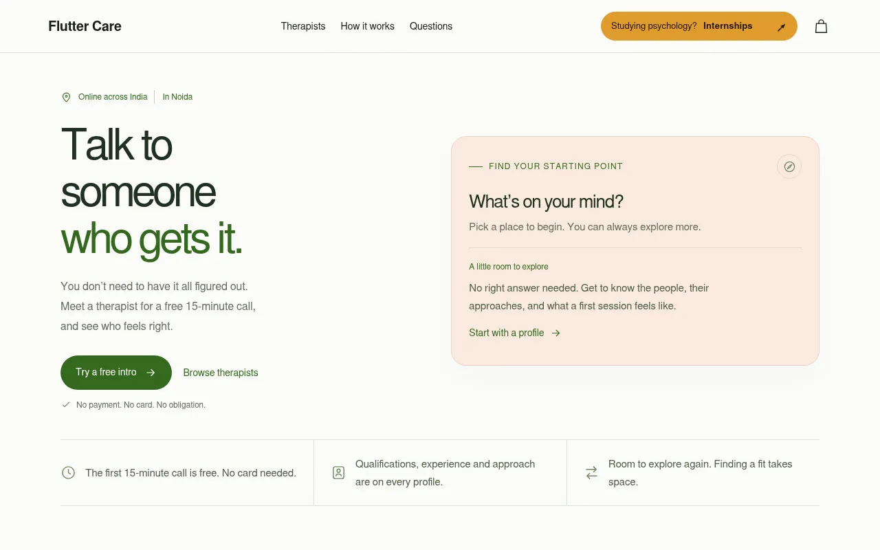 Screenshot of fluttercare.in