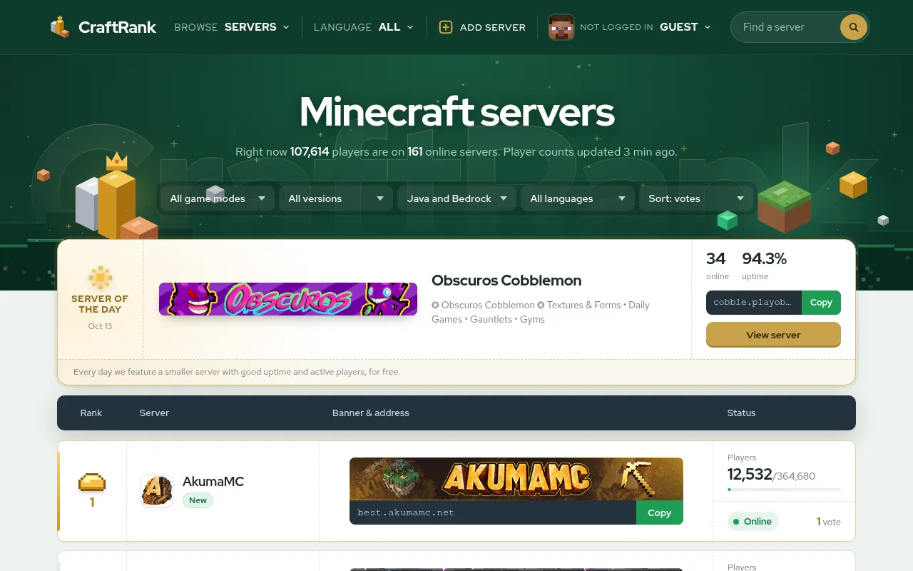 Screenshot of craftrank.org