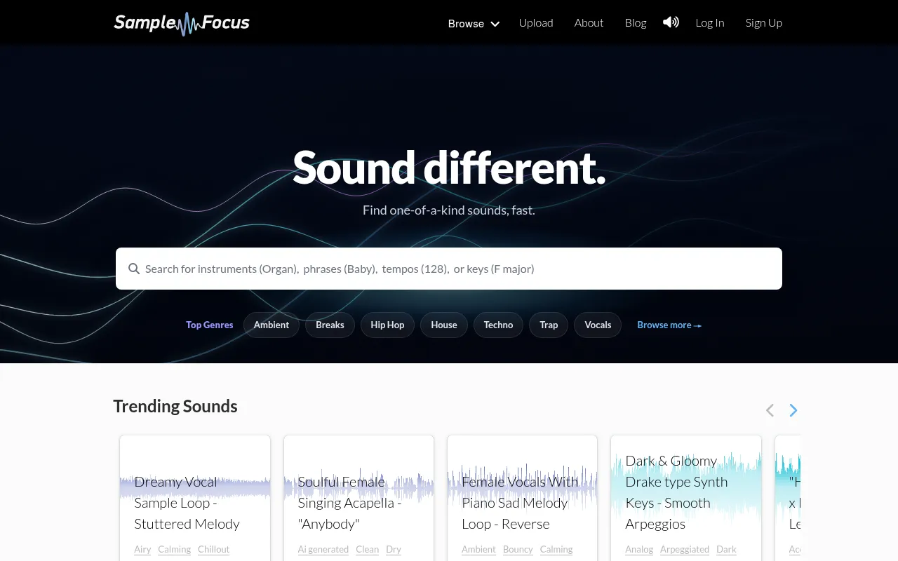 Screenshot of samplefocus.com