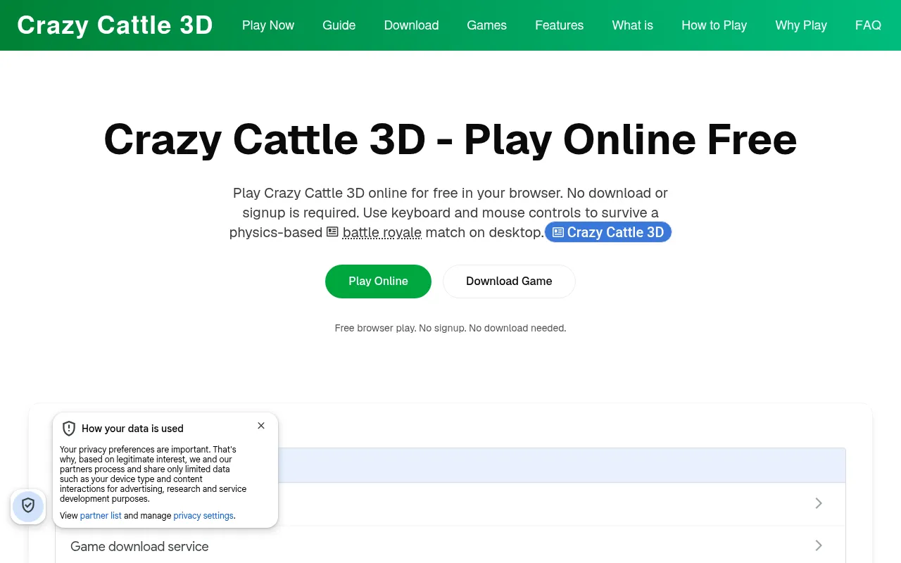 Screenshot of crazycattle3d.com