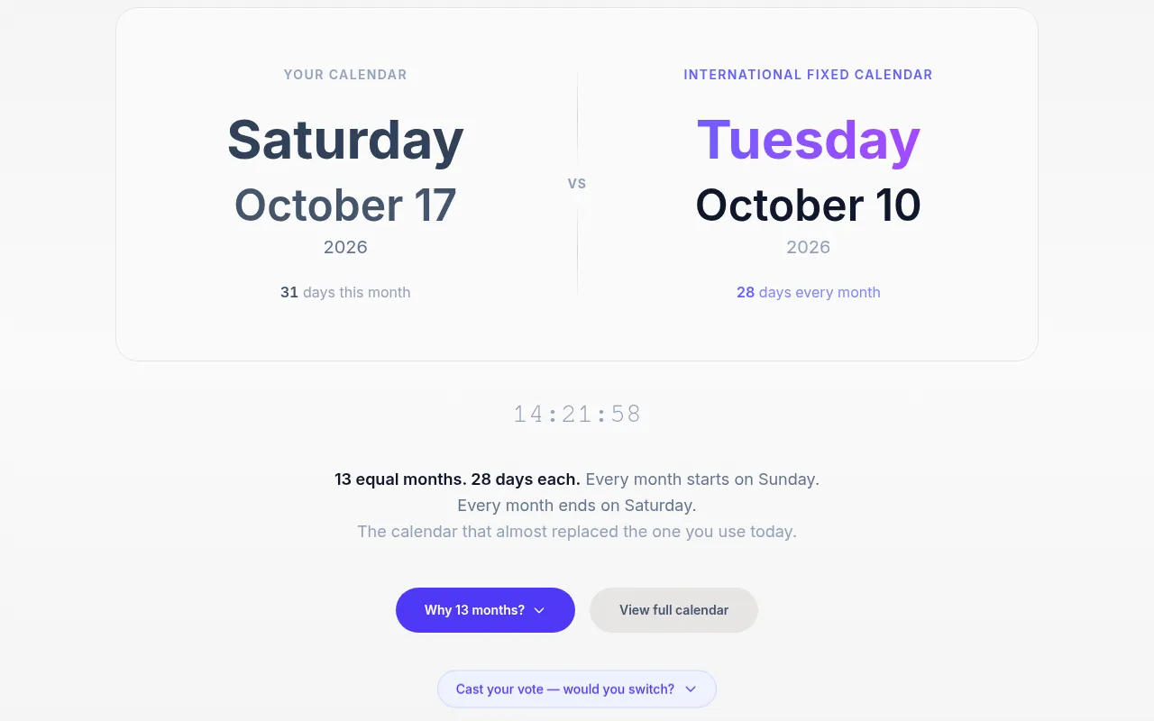 Screenshot of 13months.net