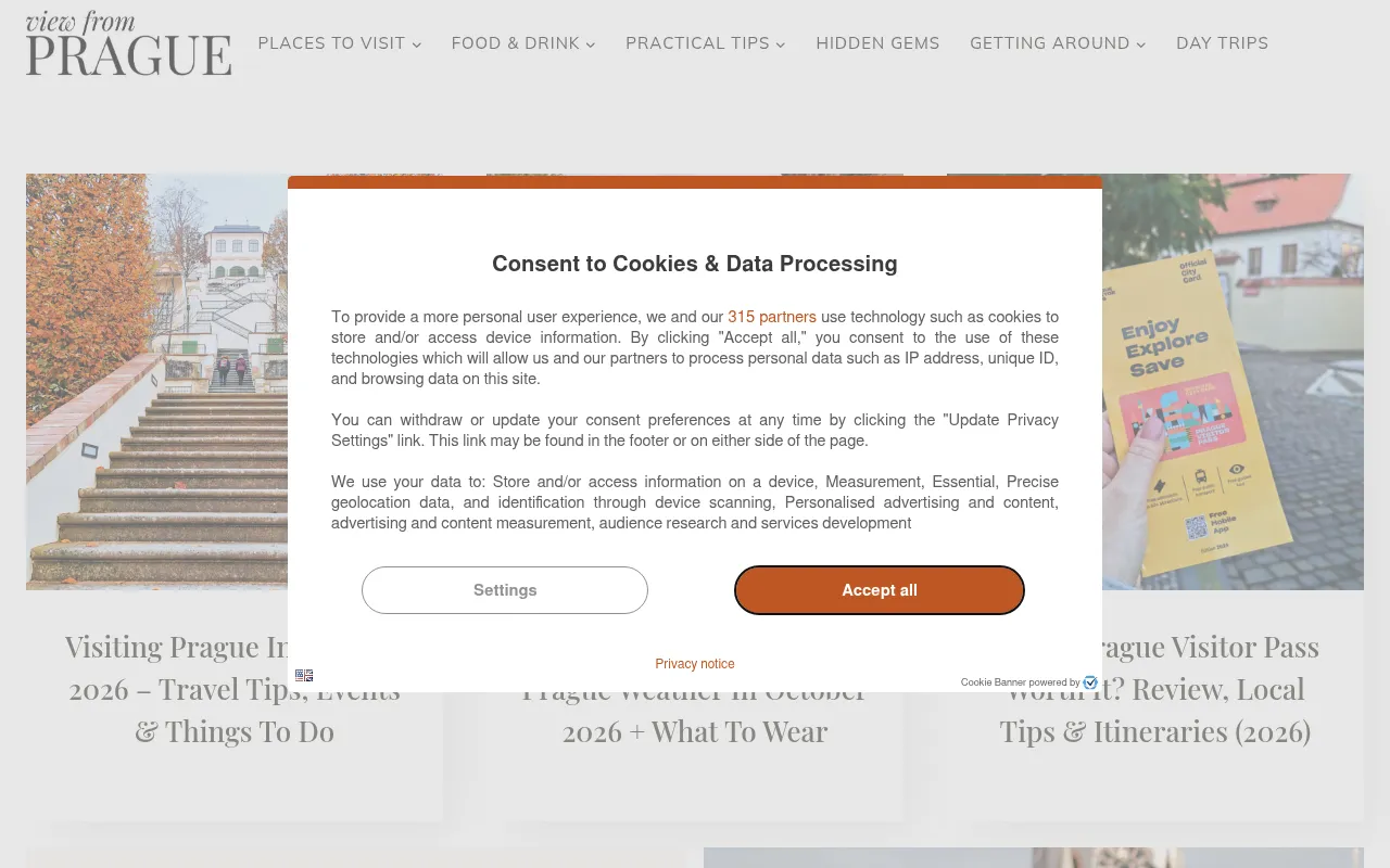 Screenshot of viewfromprague.com