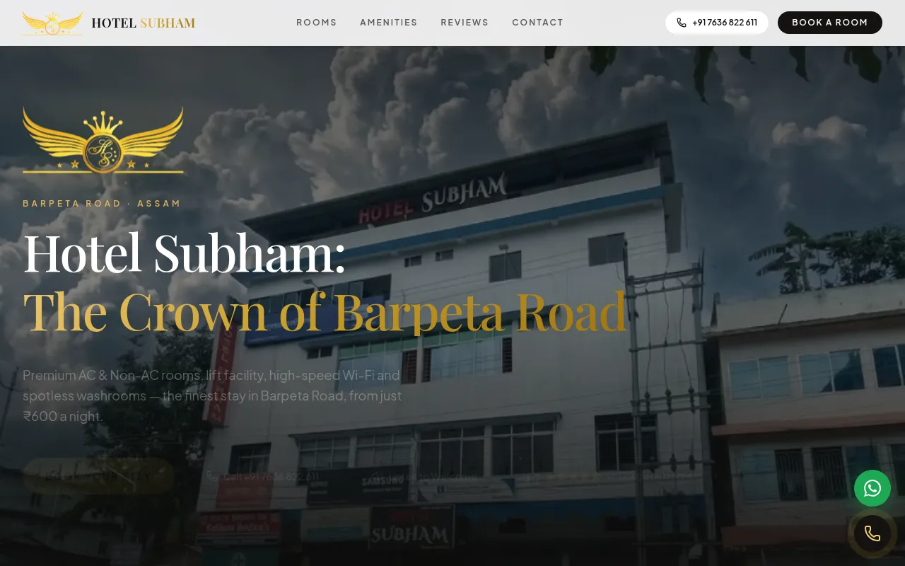 Screenshot of hotelsubham.com