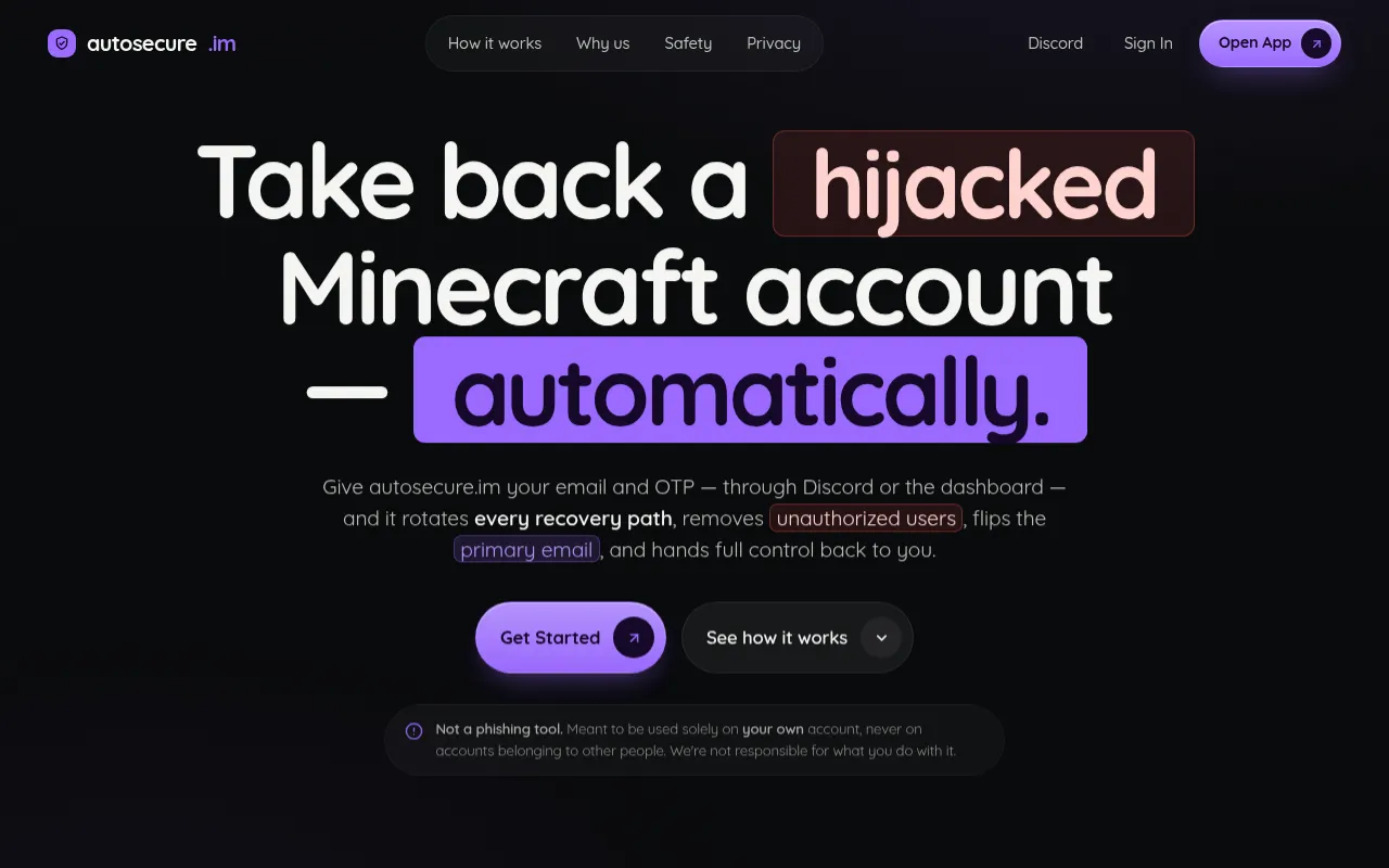 Screenshot of autosecure.im